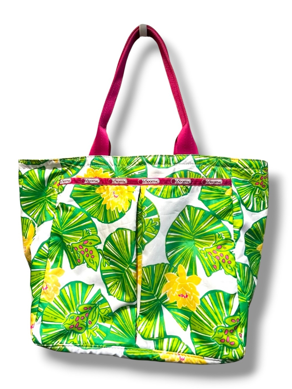 LeSportSac x Lilly Pulitzer Tote Shoulder Bag Hip Hop Hooray Frogs Lillypads